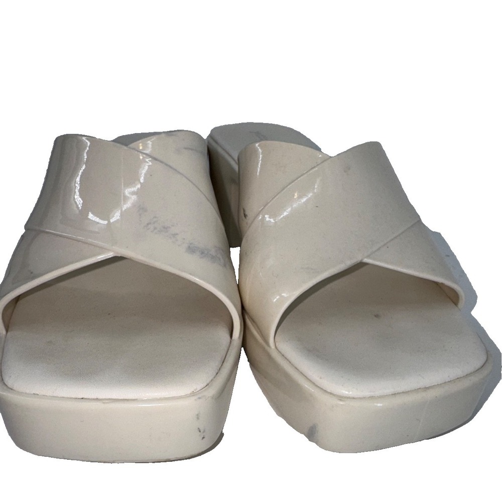 Jeffrey Campbell Bubblegum White Patent Platform Mules Y2K 90s Chunky Heels W 9 - Picture 4 of 13